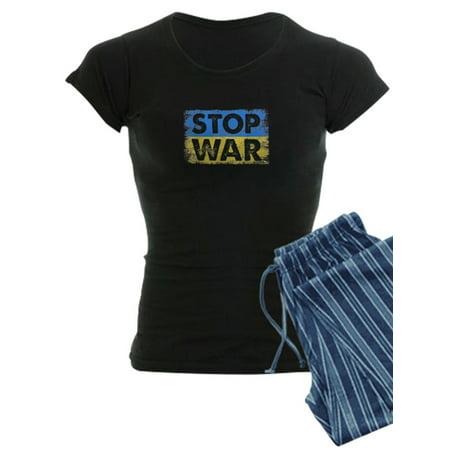 

CafePress - Stop War Vintage I Stand With Ukraine Flag Pajamas - Women s Dark Pajamas