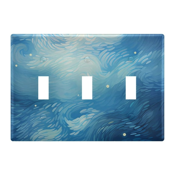3 Gang Switch Covers Blue Pattern Light Wall Plate Home Faceplate Switch Plates 6.37”x4.48”