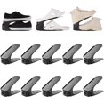 thumbnail image 1 of Apilador de zapatos de 10 juegos, zapatero de 6,5 cm/10 cm/15 cm, organizador de zapatos de material PP, ahorro de espacio ajustable, pila de zapatos de doble capa, antideslizante (negro, 10) JFHHH pequeña, 1 of 5