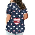 thumbnail image 3 of Virmaxy Womens 4th of July Shirts Independence Day Plus Size V-Neck Short Sleeve T-Shirt Casual Printed Top Short Sleeve V-Neck Top/Shirt Blue-4 Xxl, 3 of 5