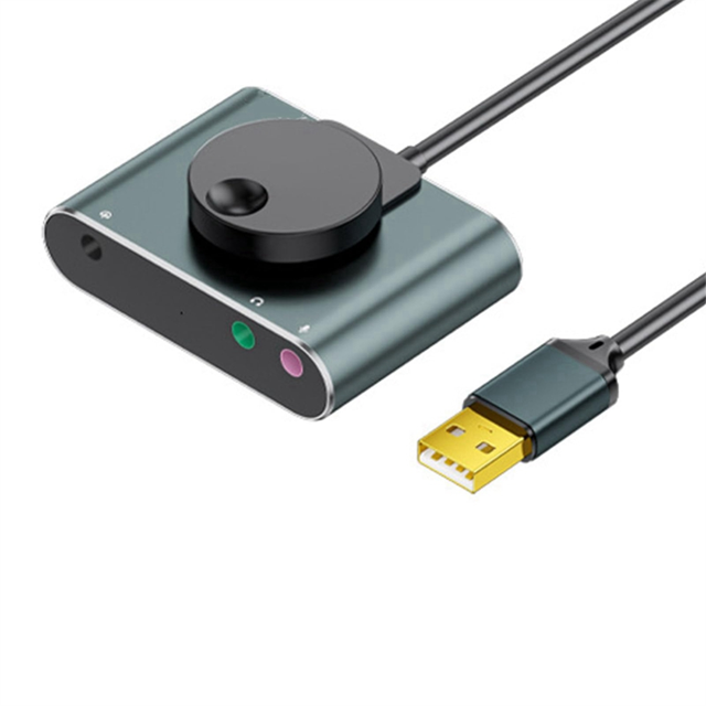 USB External Sound Card 3.5 mm Headset Microphone Port Driver-Free Audio Converter for Desktop and Notebook Black