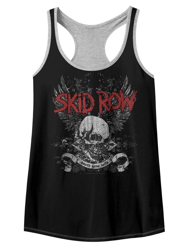 American Classics Skid Row Heavy Metal Band Skull & Wings Black Womens Color Racerback Tank