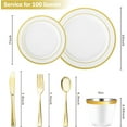 thumbnail image 2 of 600PCS Disposable Plastic Plates, Gold Plastic Dinnerware Set Includes 100 Dinner Plates, Dessert Plate, Cups, Spoons, Forks, Knives for 100 Guests, Perfect for Party, Wedding, Birthday, 2 of 13