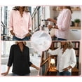 thumbnail image 5 of Kelon Women's Long Sleeve V Neck Blouses Cotton Ruffle Hem Tops Casual Elegant Work Office Outfits Spring, 5 of 9