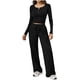 thumbnail image 3 of TaTaai Women's Home Wear Set, Long Sleeve Round Neck Top with Drawstring Pocket Pants, Soft Two Piece Matching Outfit for Casual Daily Lounge Gift, 3 of 8