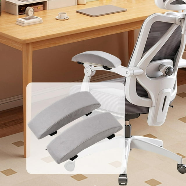 Cojín para reposabrazos de silla de escritorio, cómodo, ligero y grueso para mejorar la postura al sentarse. gris