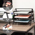 thumbnail image 3 of Mind Reader 3-Tier Paper Tray, Desktop Organizer, File Storage Metal, 11.5"L x 13.75"W x 10"H, Black, 3 of 8