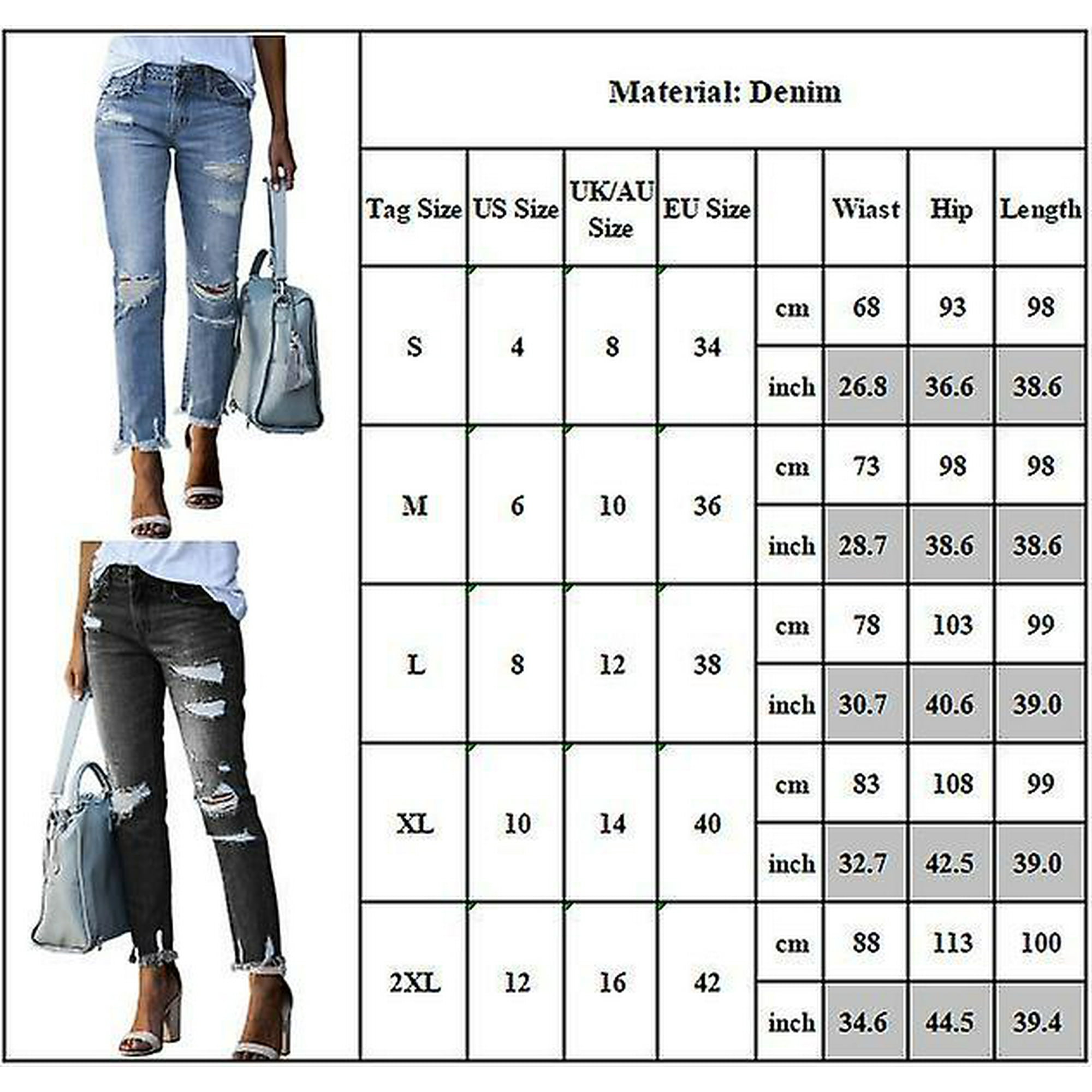 Women Distressed Boyfriend Denim Pants Casual Slim Jeans Stretch Trous Walmart