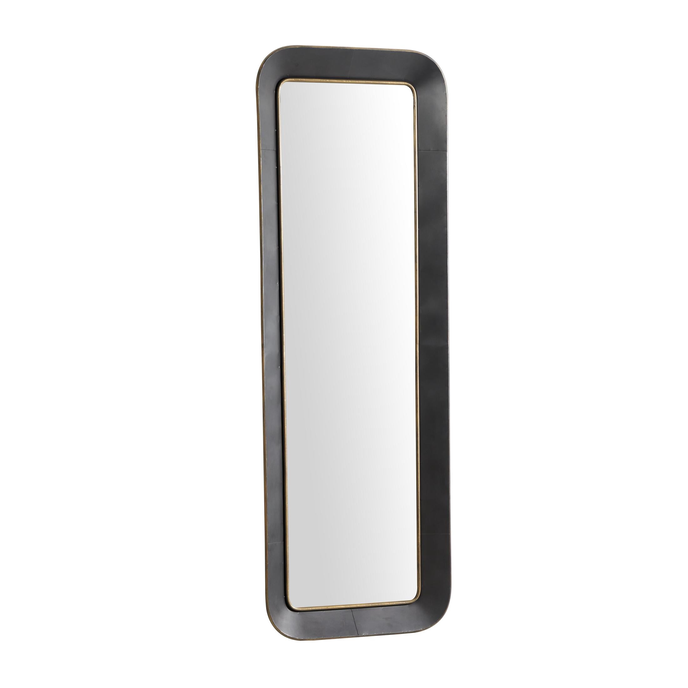 DecMode 25" x 70" Black Concaved Wall Mirror with Gold Detailing