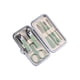 thumbnail image 1 of Set profesional de manicura de acero inoxidable con tijeras para piel muerta y cortaúñas para pedicura y eliminación de callos: kit completo en funda de cuero, 1 of 9