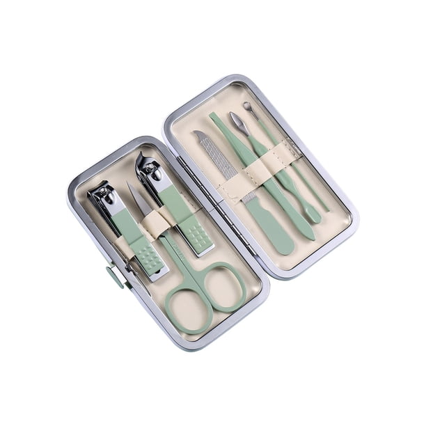 Set profesional de manicura de acero inoxidable con tijeras para piel muerta y cortaúñas para pedicura y eliminación de callos: kit completo en funda de cuero