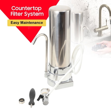 YILIKISS Countertop Water Filter System, 304 Stainless Steel 0.5 Micron Reduces Lead New