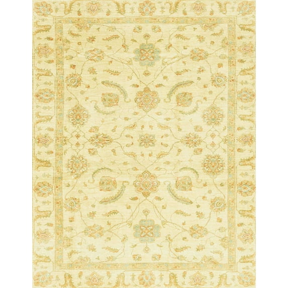 Ahgly Company Machine Washable Indoor Rectangle Abstract Sun Yellow Area Rugs, 5' x 7'
