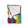 thumbnail image 2 of 70s Party Soft Flannel Fleece Blanket, Peace and Love Groovy Sixties Tie Dye Effect Heart Shaped Abstract Rainbow Print, Cozy Plush for Indoor and Outdoor Use, 50" x 70", Multicolor, by Ambesonne, 2 of 5