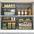 thumbnail image 3 of 2 Set Stackable Wire Basket with Openable Top, Kitchen Counter, Pantry Organizer and Storage Produce Onion Potato Fruits Vegs Bread Food Snack Spice Organizing Bin for Cabinet Shelf Countertop Floor, 3 of 8