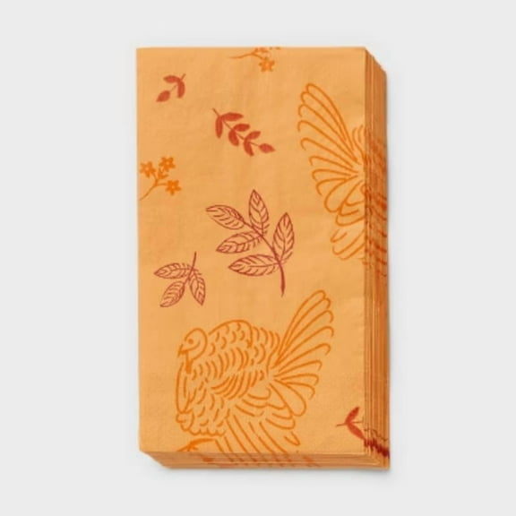 20ct Thanksgiving Orange Harvest Guest Paper Towel Napkin -