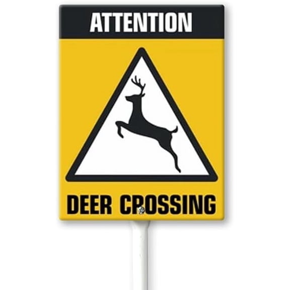 Attention Deer Crossing Sign With Stake For Neighborhoods Yard Farm Aluminium Caution 8x12inch Farm Decorations Yard Lawn Walkway Decorations Animal Signs