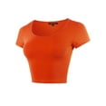 thumbnail image 2 of A2Y Women's Scoop Neck Short Sleeve Basic Crop Top New Orange S, 2 of 5