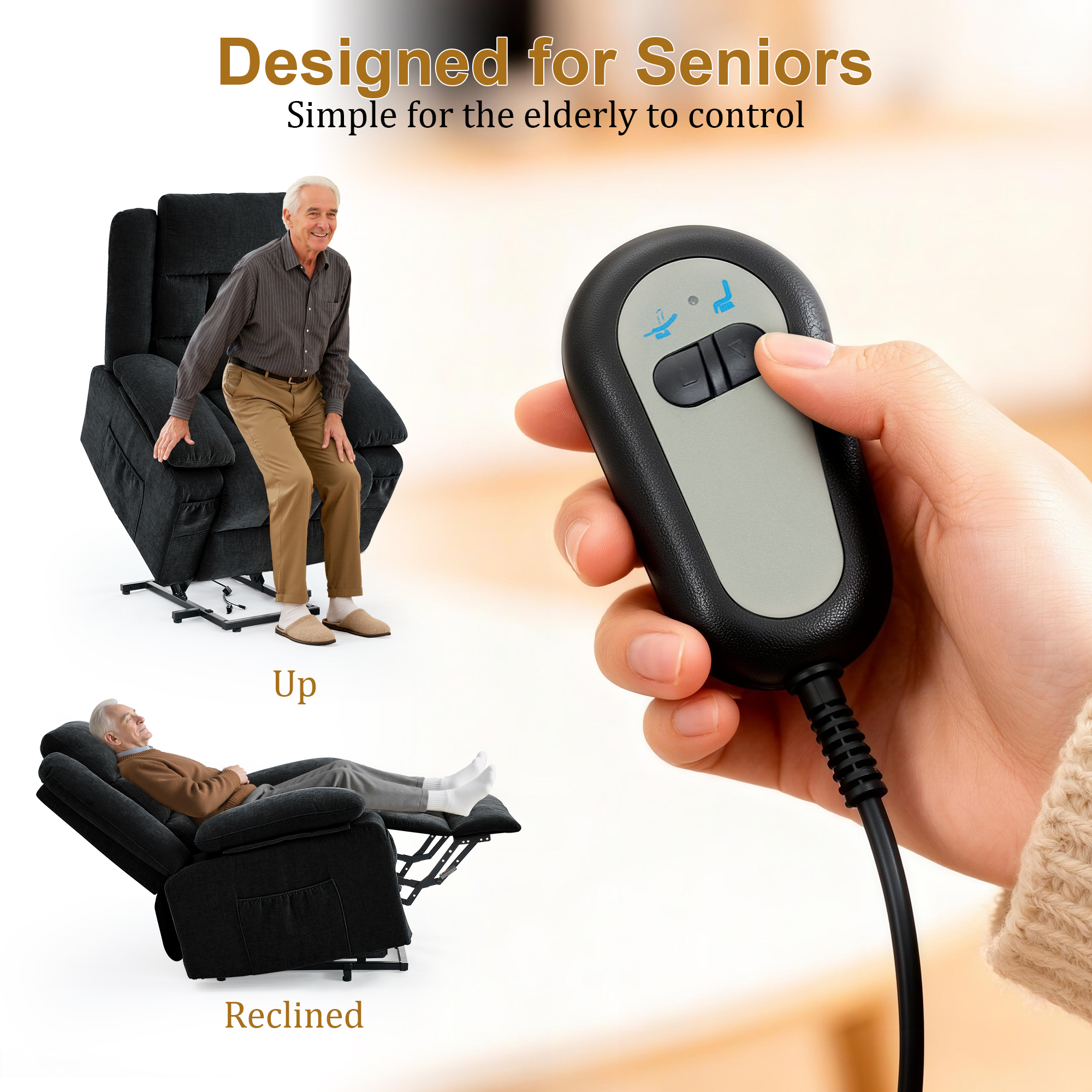Korser Power Lift Recliner for Elderly with Heat and Massage Recliner Chair with Infinite Position Electric Lift Chair for Living Room,Black