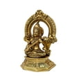 thumbnail image 4 of Brass Goddess Saraswati Statue Idol Sculpture Moorti Home Decor Artifacts Temple Accessories Size 15 x 9 x 6.5 CM, 4 of 6