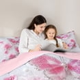thumbnail image 4 of jejeloiu Glitter Butterflies Print King Size Comforter Sets,Pink Floral Flower Bedding Comforter Set,Romance Theme Bedding Set For Children,Microfiber Bedroom Decor Reversible,3pcs, 4 of 7