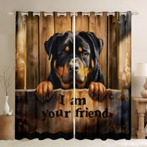 Homewish Cute Dogs Blackout Curtains Set of 2 (52x84 Each),Pet Animal Window Curtains,Rustic Farmhouse Cabin Curtains and Drapes For Boys Girls,Microfiber Bedroom Decor