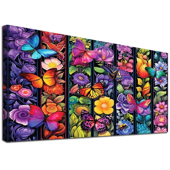 YALKIN Large Diamond Painting Kits for Unisex Adults Beginners (28x16 inch), Butterfly 5D Diamond Art Full Round Drill DIY Embroidery Pictures Arts for Home Wall Decoration