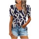 thumbnail image 2 of Fiudx Tops para Mujer Mujer Moda Casual Manga Corta Suelta Camiseta Blusa Tops, 2 of 5