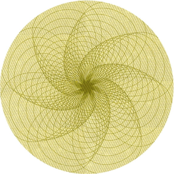 Ahgly Company Machine Washable Indoor Round Transitional Yellow Area Rugs, 5' Round