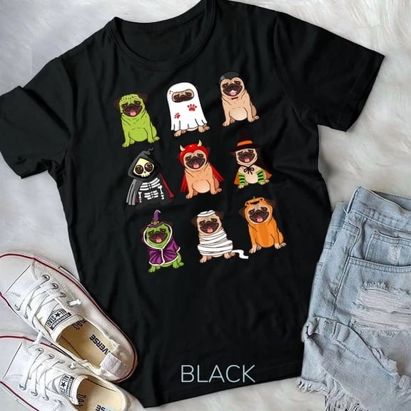 Hot Trending Tee With Pug Collection Happy Pug-O-Ween Spooky Unisex T-Shirt