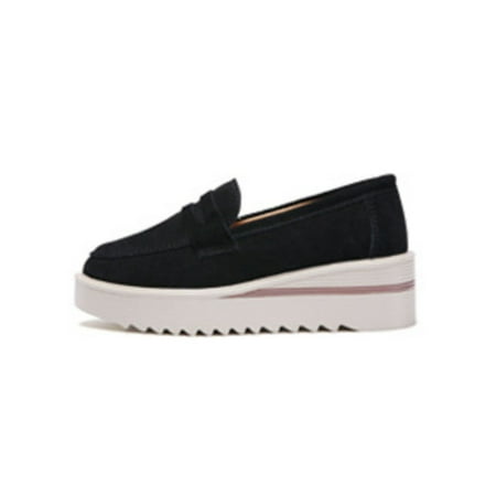 

Woobling Women Loafers Low Heel Wedge Loafer Slip On Casual Shoes Walking Moccasins Lightweight Waking Shoe Comfort Breathable Black 4.5