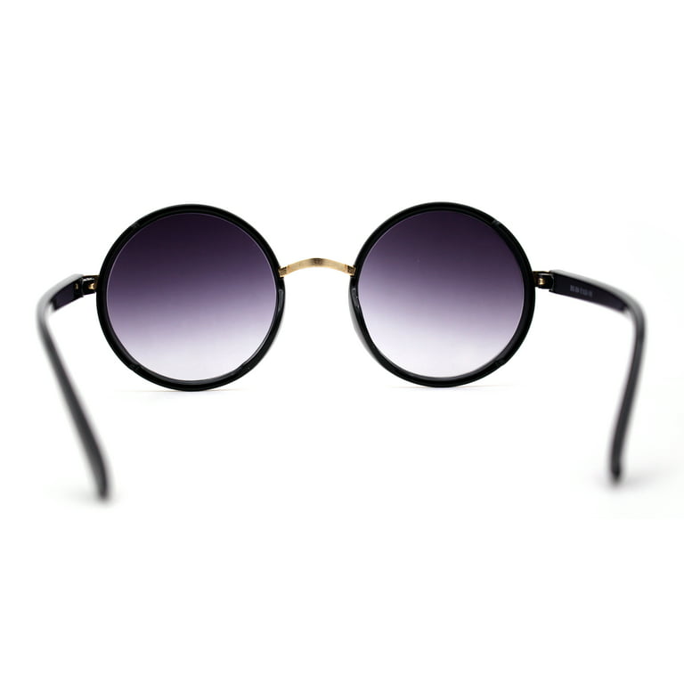 Double Rim Glitter Arm Wizard Circle Lens Round Sunglasses Gold