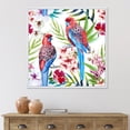 thumbnail image 2 of Designart 'Rosella Birds Sitting On Flowers Tree Branch' Traditional Framed Canvas Wall Art Print, 2 of 5
