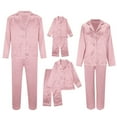 thumbnail image 4 of XDZJLR Family Christmas Pajamas Matching Sets Parents Kids Long Sleeve Silk Like Satin Pure Color Two Piece Holiday Outfit,Loungewear Nightwear Pjs For Men Dad Light Pink, 4 of 6