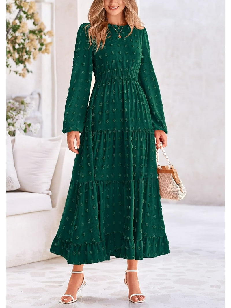 Women's Fall Elegant Long Sleeve Maxi Dress Swiss Dot A Line Flowy Casual Holiday Party Going Out Dresses - Walmart.com Women's Fall Elegant Long Sleeve Maxi Dress Swiss Dot A Line Flowy Casual Holiday Party Going Out Dresses - Walmart.com