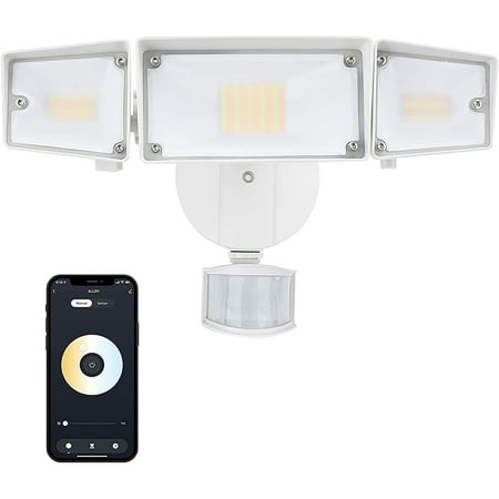 

64W Smart Outdoor Led Security Light Tunable White 2700-6500K 5000Lm 3 Head Motion Sensor Wifi Flood Light Flood Light Waterproof Outdoor Floodlight Works With / For Backyard House Yard Patio