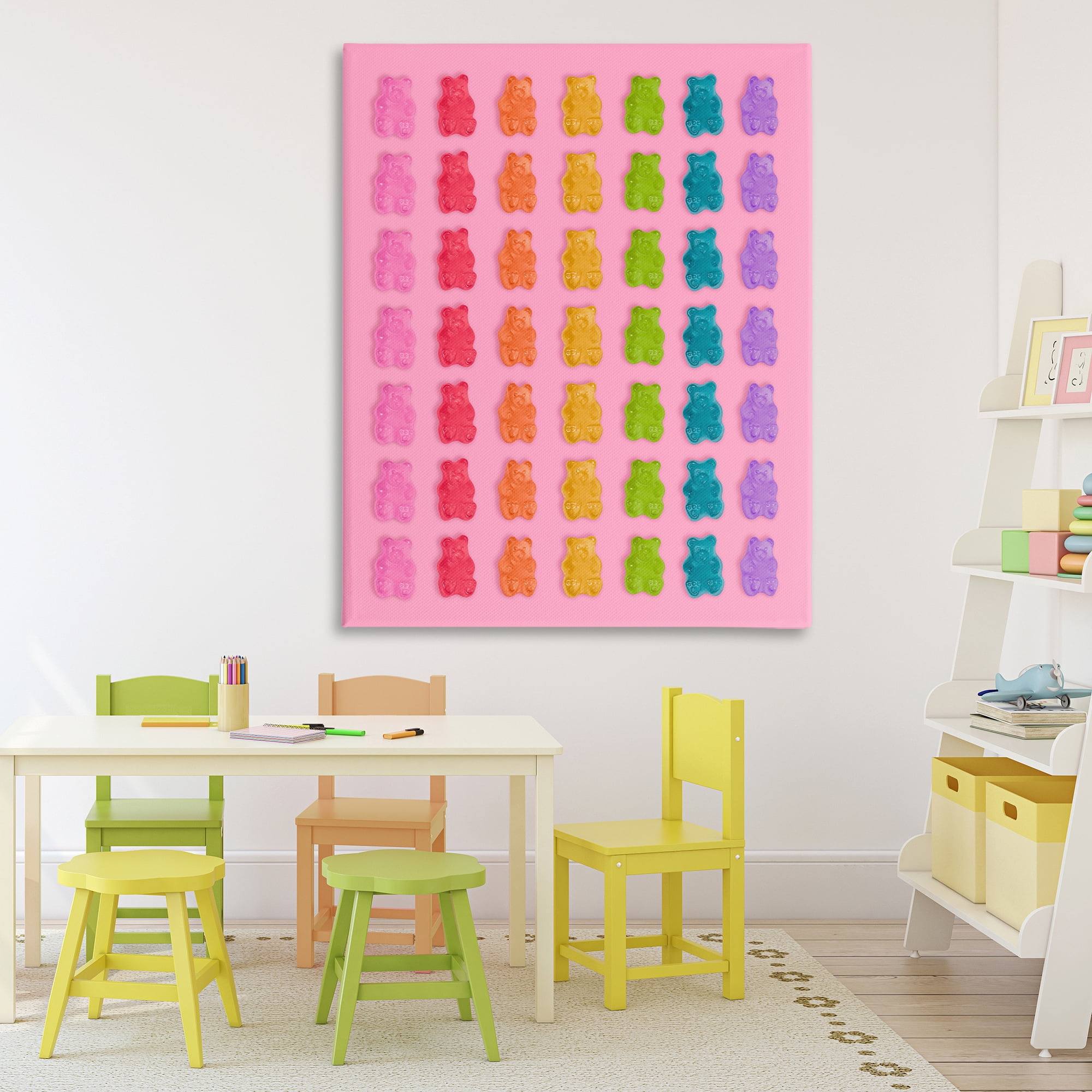 Stupell Industries Rainbow Bears in Stripes Canvas Wall Art, design by LISH Creative