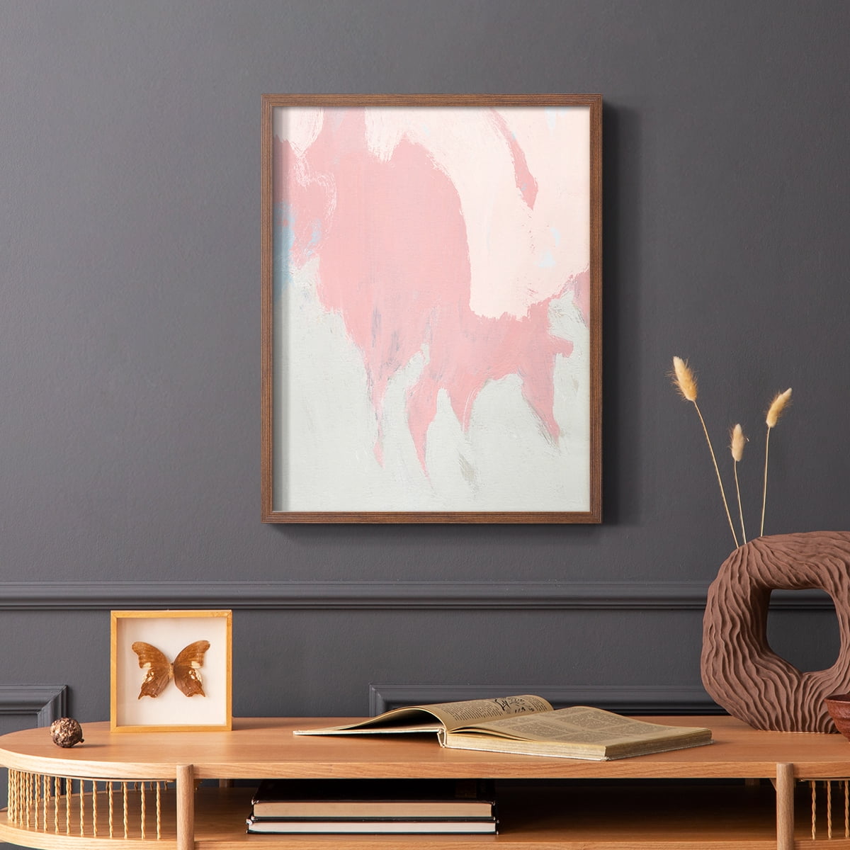Blushing Abstract II Framed Print in Brown Solid Wood Framed Print No Nail Hanging