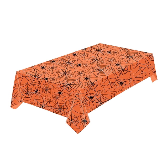 YIMWNYI Halloween Spider Pattern Tablecloth, Disposable Plastic Table Cover, Festive Party Decoration, Outdoor Event Decor, Easy Clean Table Linen