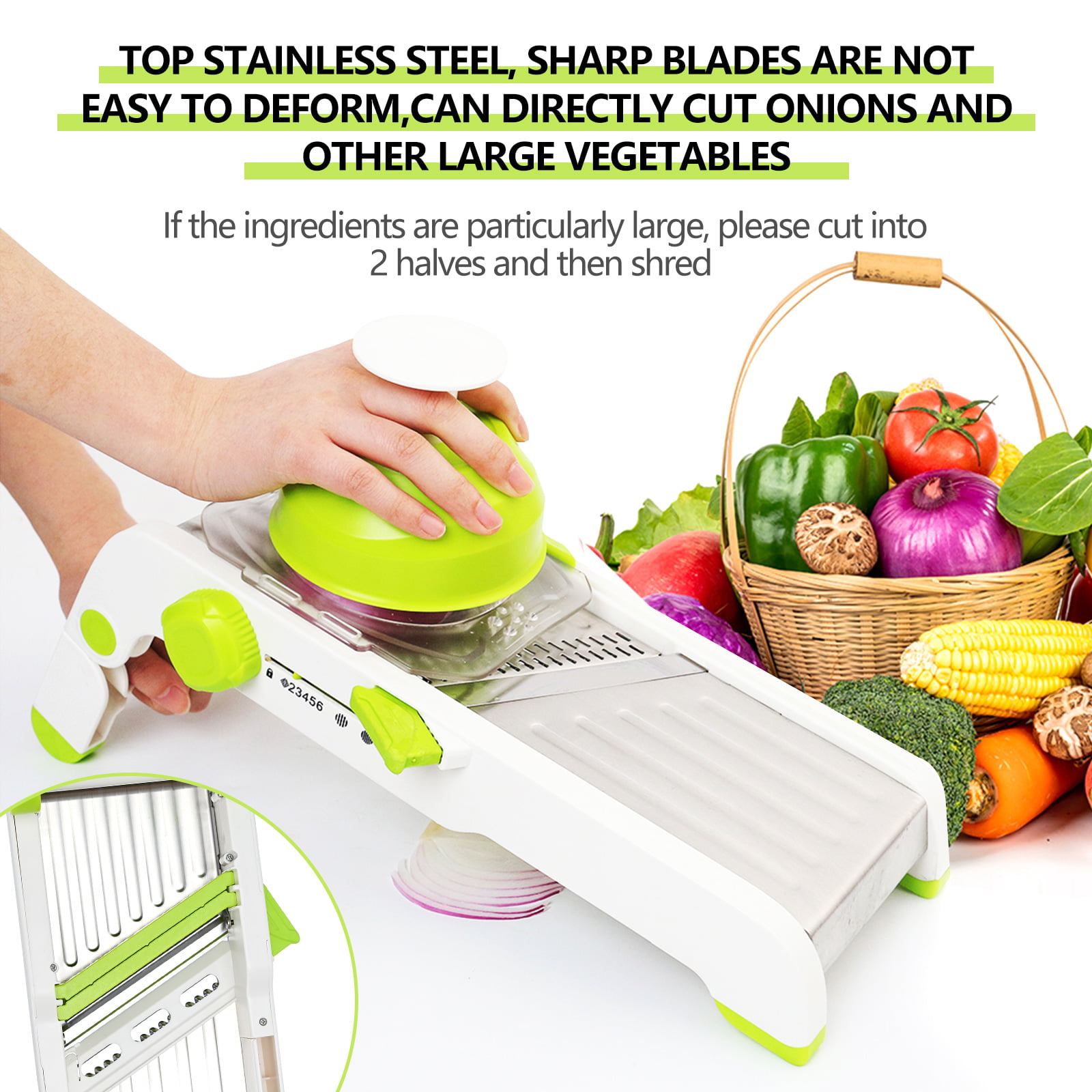 ColorLife Adjustable Mandoline Slicer For Kitchen,Ultra Sharp V-Blade  Vegetable Slicer With Container,Slicer Vegetable Cutter,Julienne Slicer, Potato  Slicer For Apple,Onion,Tomato Lemon Slicer