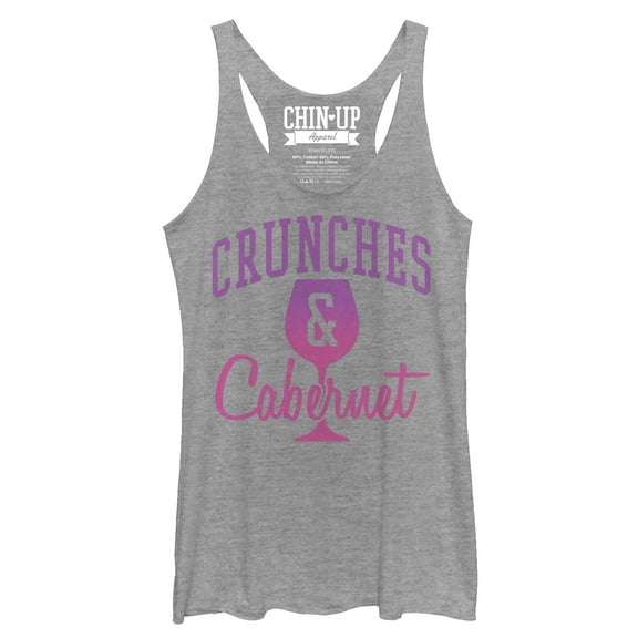 Women's CHIN UP Crunches and Cabernet Racerback Tank Top Gray Heather Small