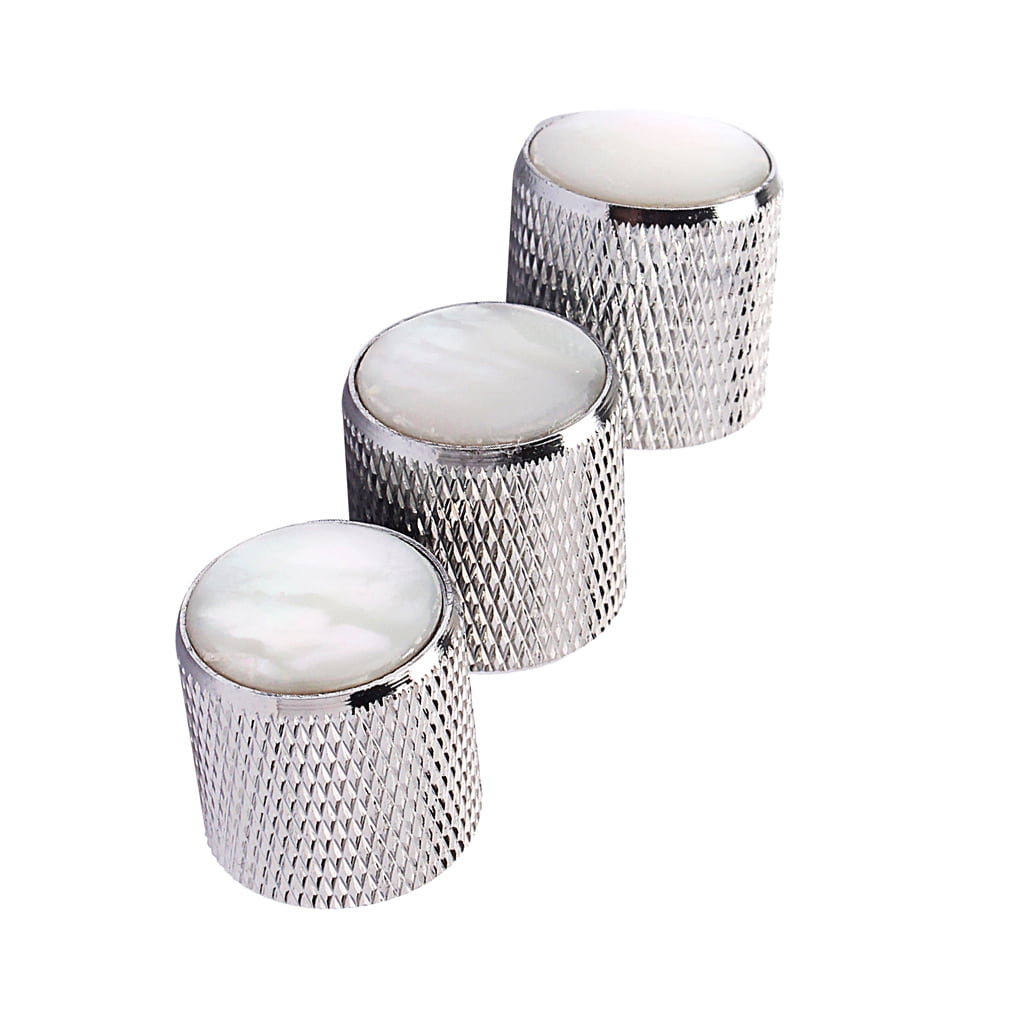3 Pcs of Pack Iron Chrome Guitar Knob Silver with Pearl for Musical Lovers