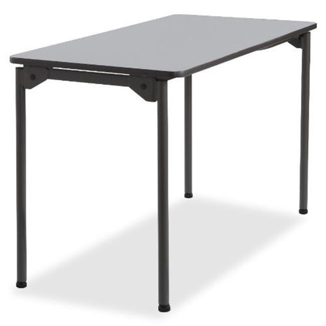 Maxx Legroom Rectangular Folding Table Gray & Charcoal, 29.5 x 48 x