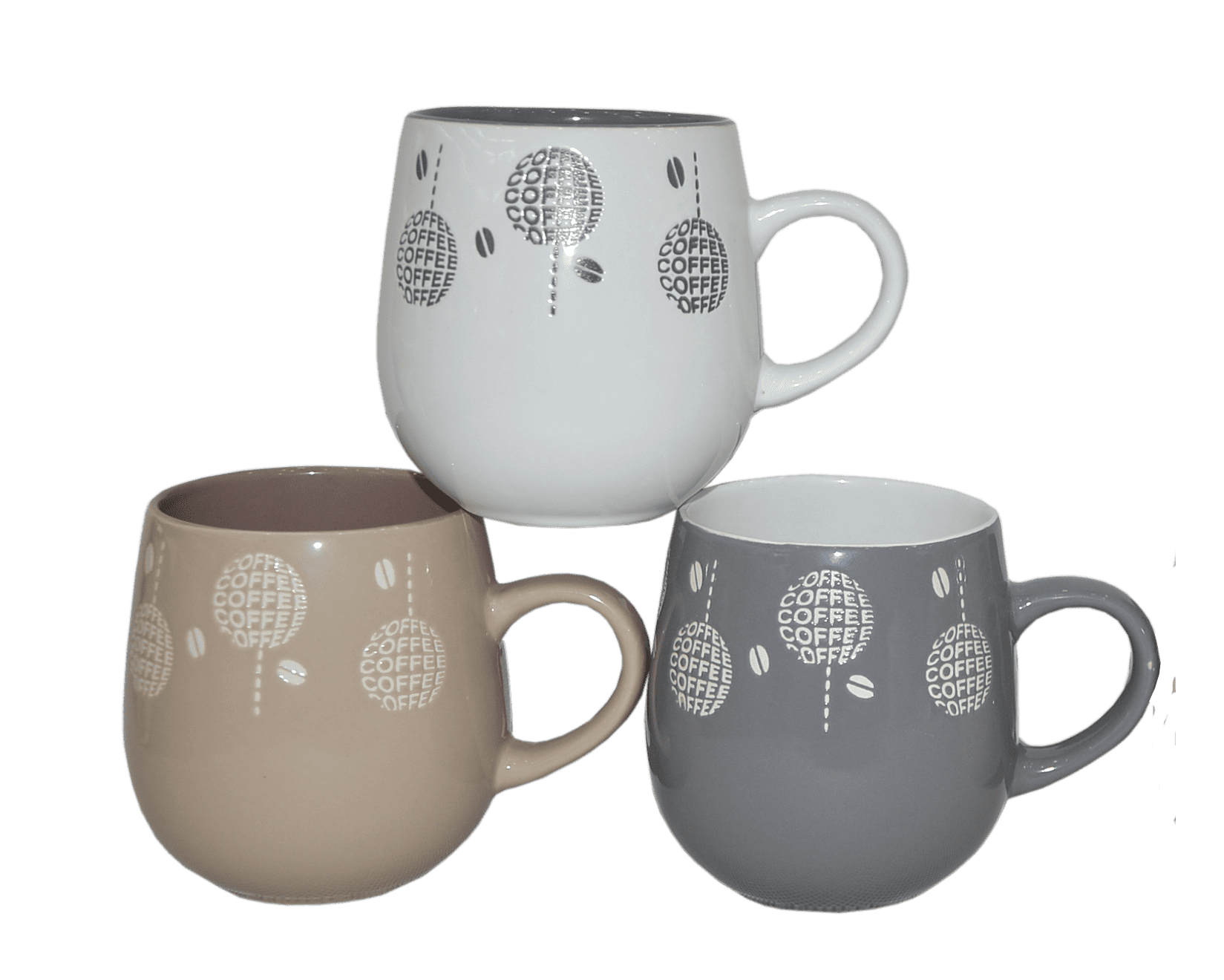 Marcelle 6-Piece Ceramic Coffee Mug Set with Metal Stand, 17oz