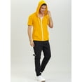 thumbnail image 3 of INSPIRE CHIC Chandails à Capuchon pour Hommes, Couleur Unie, Veste à Fermeture Éclair à Manches Courtes, 3 of 5