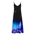 thumbnail image 5 of Summer Saving Wycnly Summer Dresses for Women Beach Holiday High Waist Swing Spaghetti Strap Long Dresses 2024 Short Sleeve V-Neck Hawaiian Graphics Maxi Formal Dress Blue s, 5 of 5
