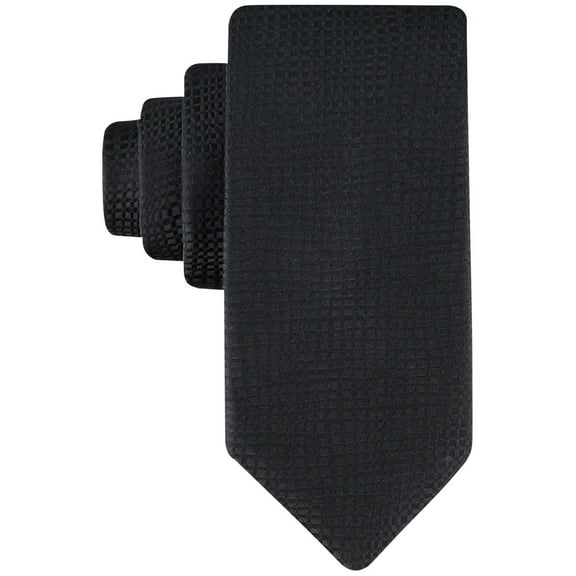 Calvin Klein Mens Regular fit Tie Necktie One Size Black Distorted Grid