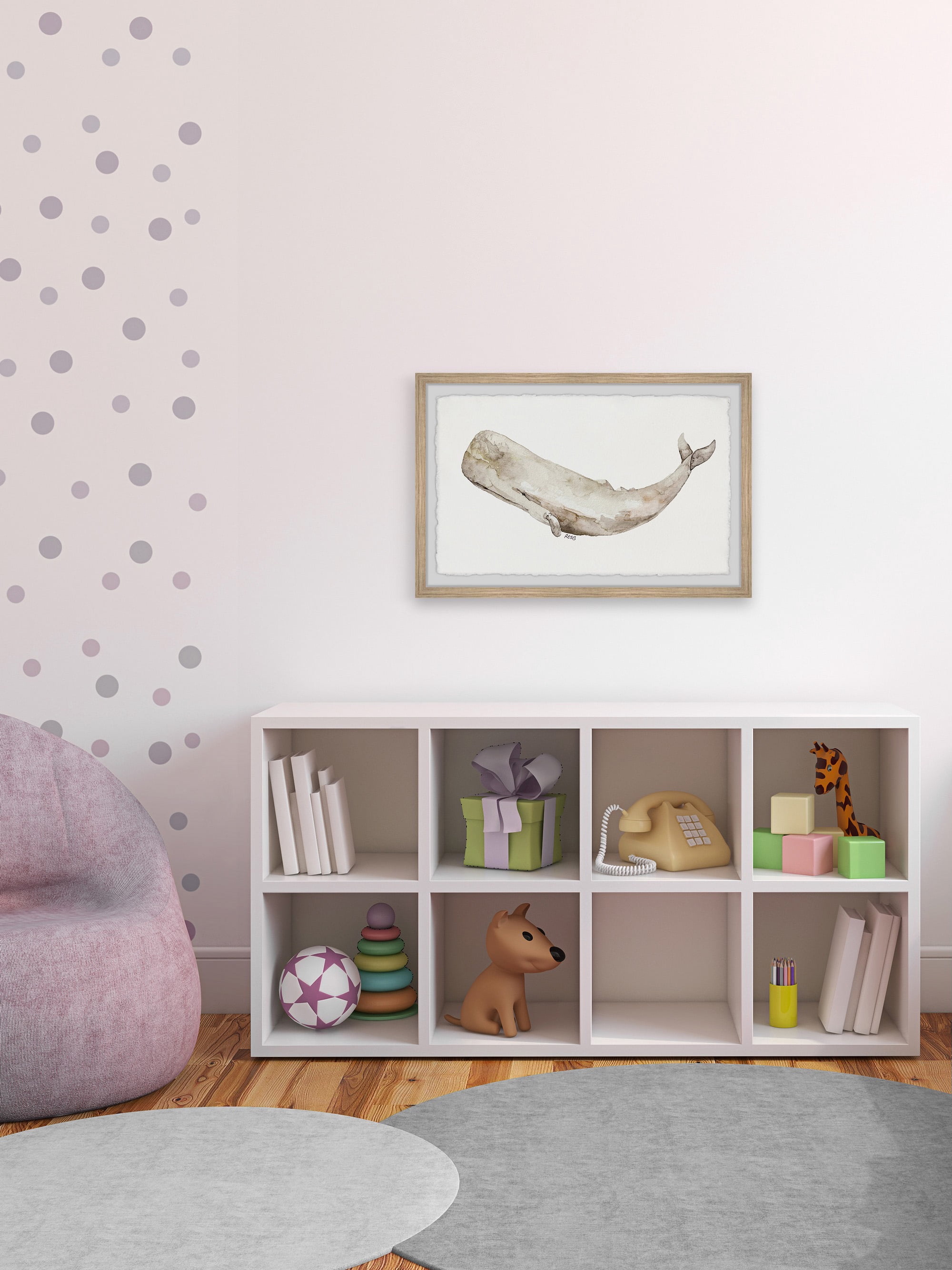 Marmont Hill Stone-Like Whale By Rachel Byler Framed Wall Art, 30" x 1.5"