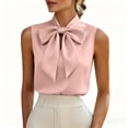 thumbnail image 5 of Ashirexll Tops for Women Trendy Solid Color Satin Elegant Draped Neck Top for Spring and Summer Outings, 5 of 7