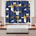 thumbnail image 2 of Ambesonne Vintage 70's Kitchen Curtains, Retro Lines Circles, 55"x36", Navy Blue White and Brown, 2 of 3
